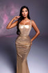 Renelle - straight neckline dress with metallic buckles